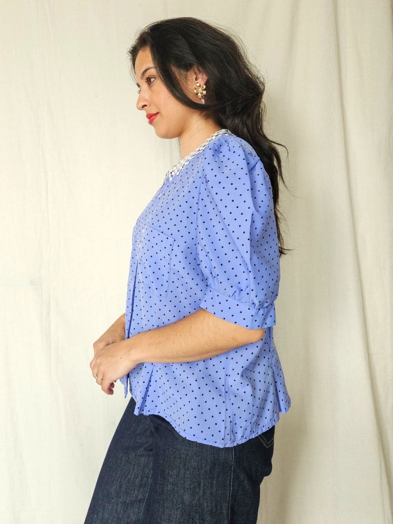 Violette - lichtpaarse vintage blouse | XL