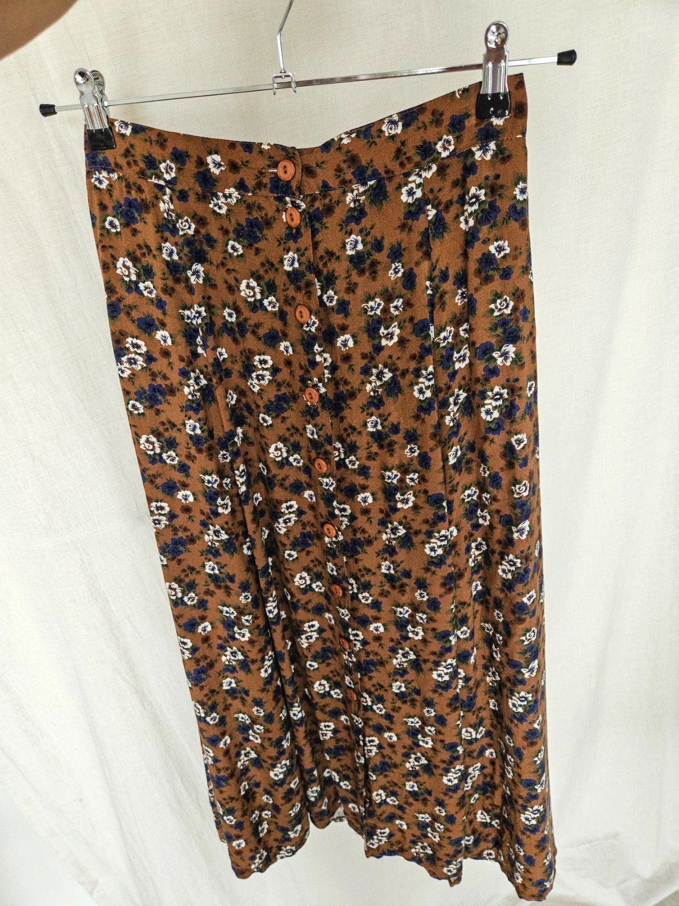 Flora - doorknoop vintage rok, viscose | S/M