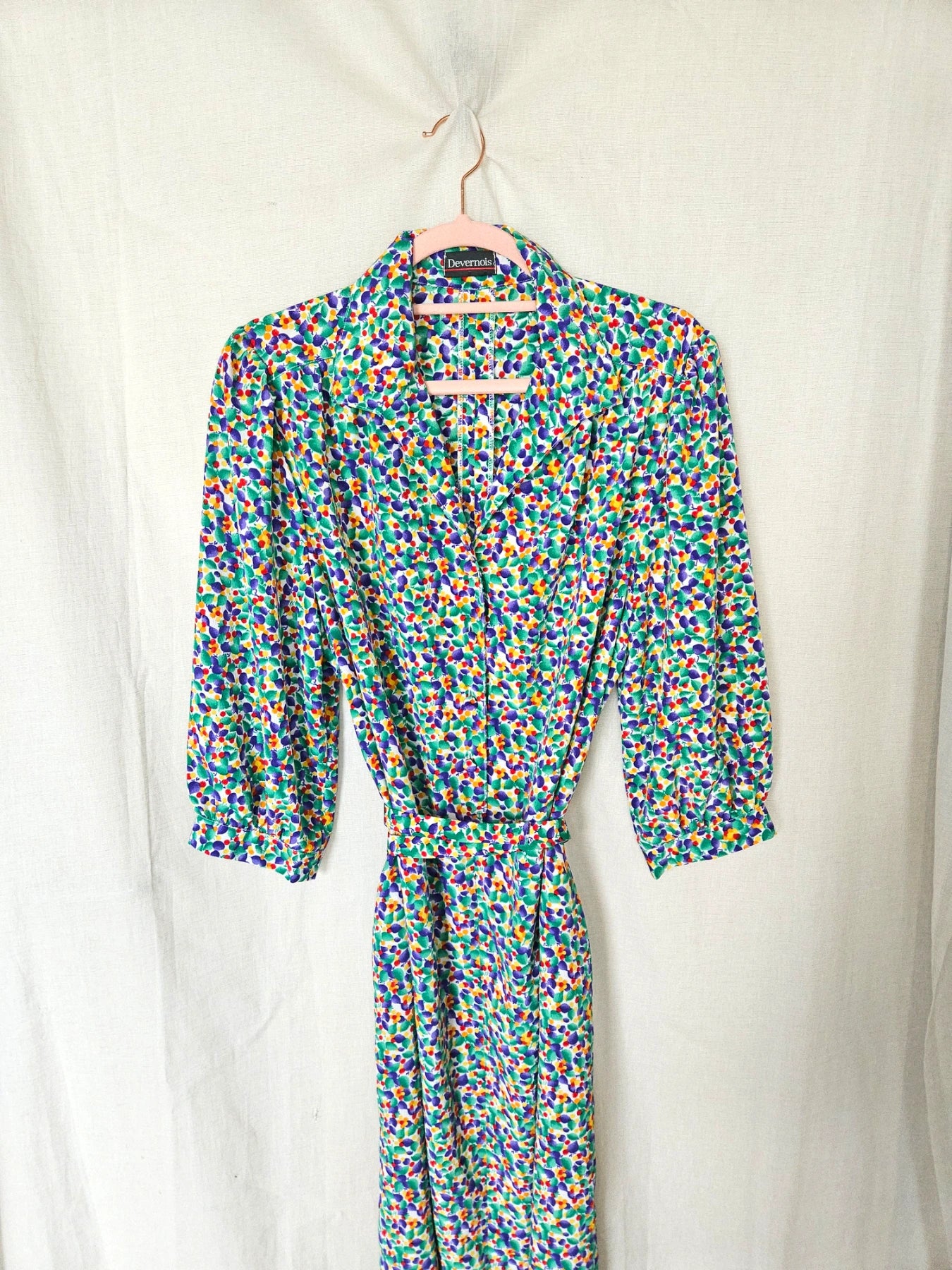 Elodie - midi vintage jurk met stippen, viscose | XL
