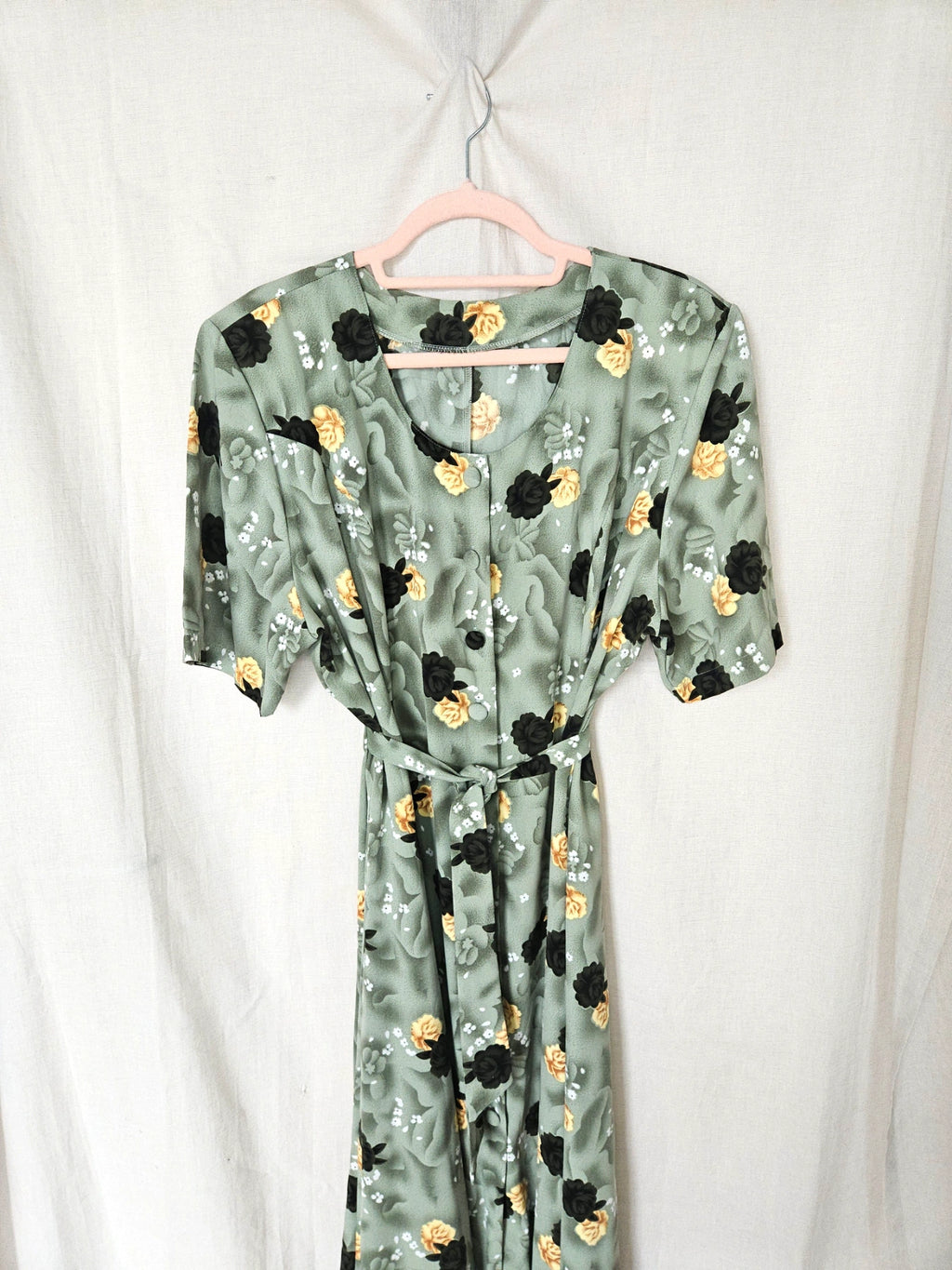 Nerina - groene vintage jurk, viscose | XL