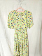 Celeste - lange lichtgroene vintage jurk, viscose | XXL