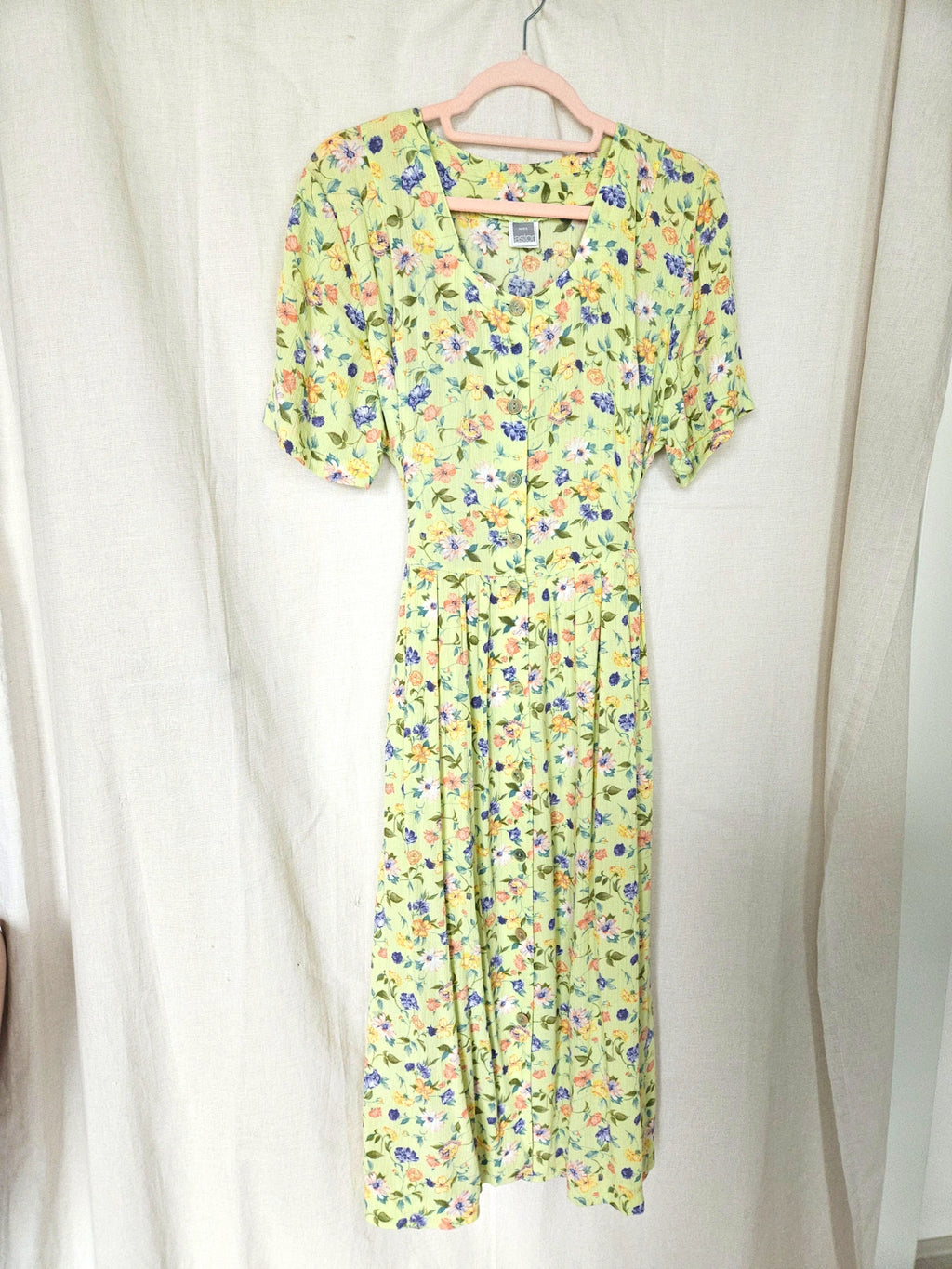 Celeste - lange lichtgroene vintage jurk, viscose | XXL