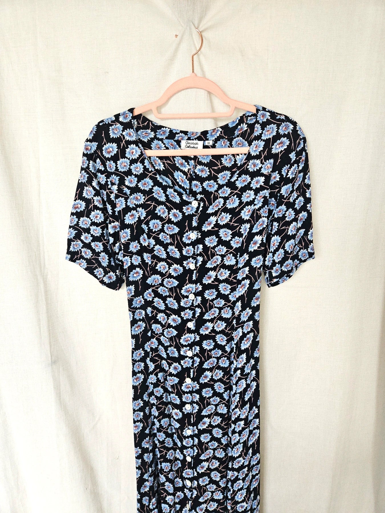 Nyra - lange vintage jurk, viscose | M