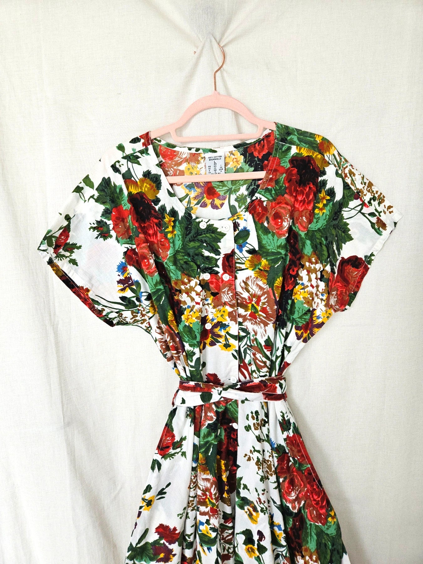 Fiora - vintage jurk met bloemenprint, katoen | 3XL