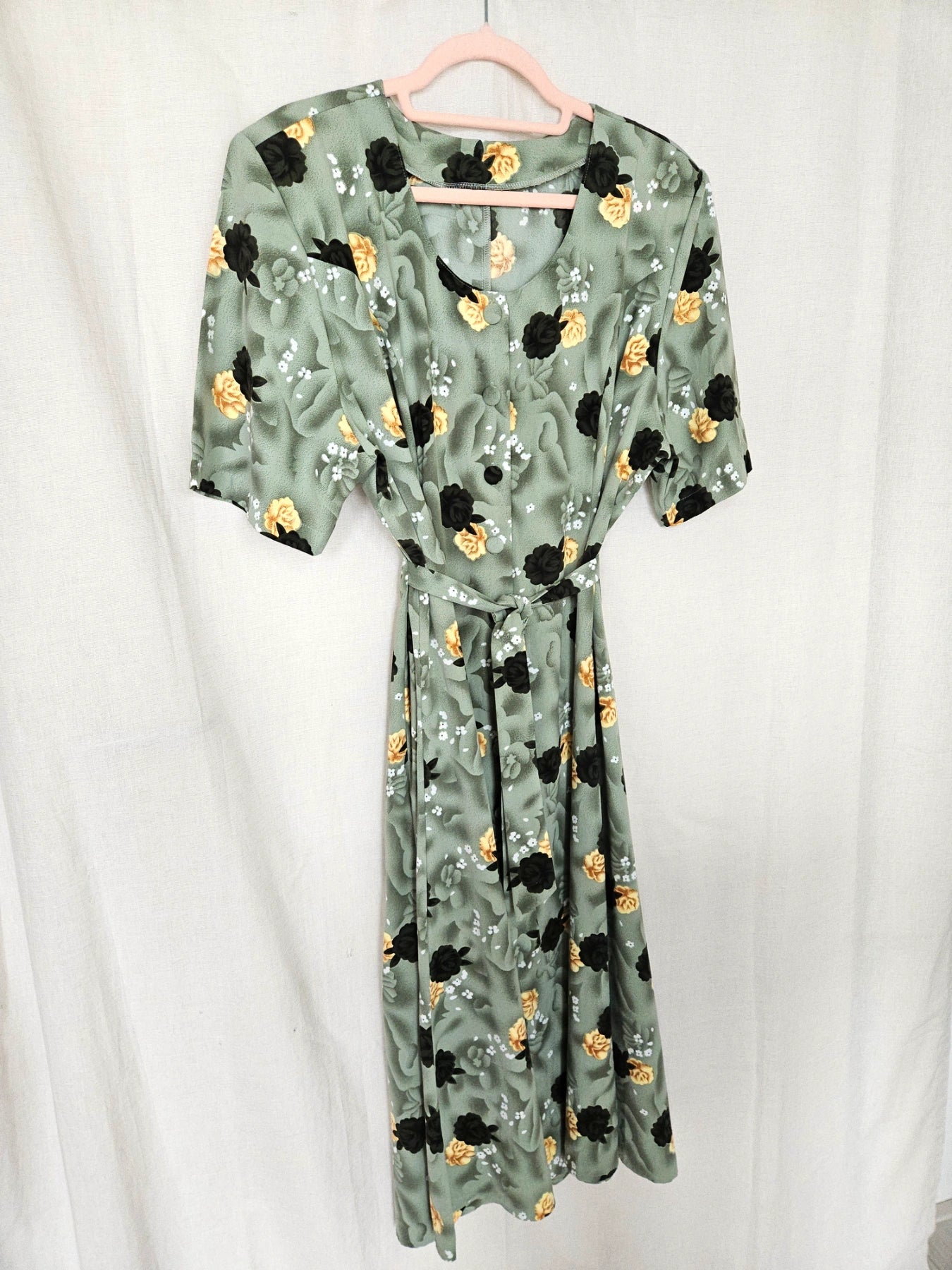 Nerina - groene vintage jurk, viscose | XL