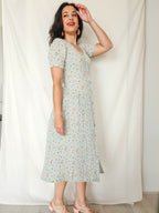 Alba - mintgroene midi vintage jurk, viscose | S/M