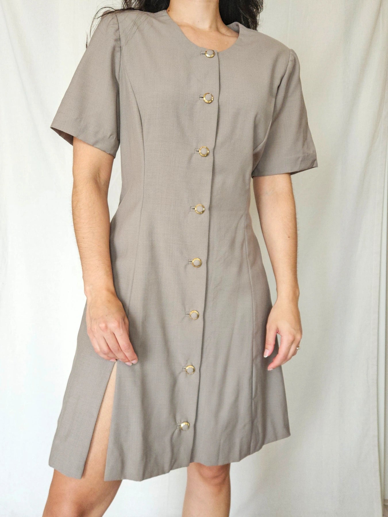Cleo - korte grijze vintage jurk | M