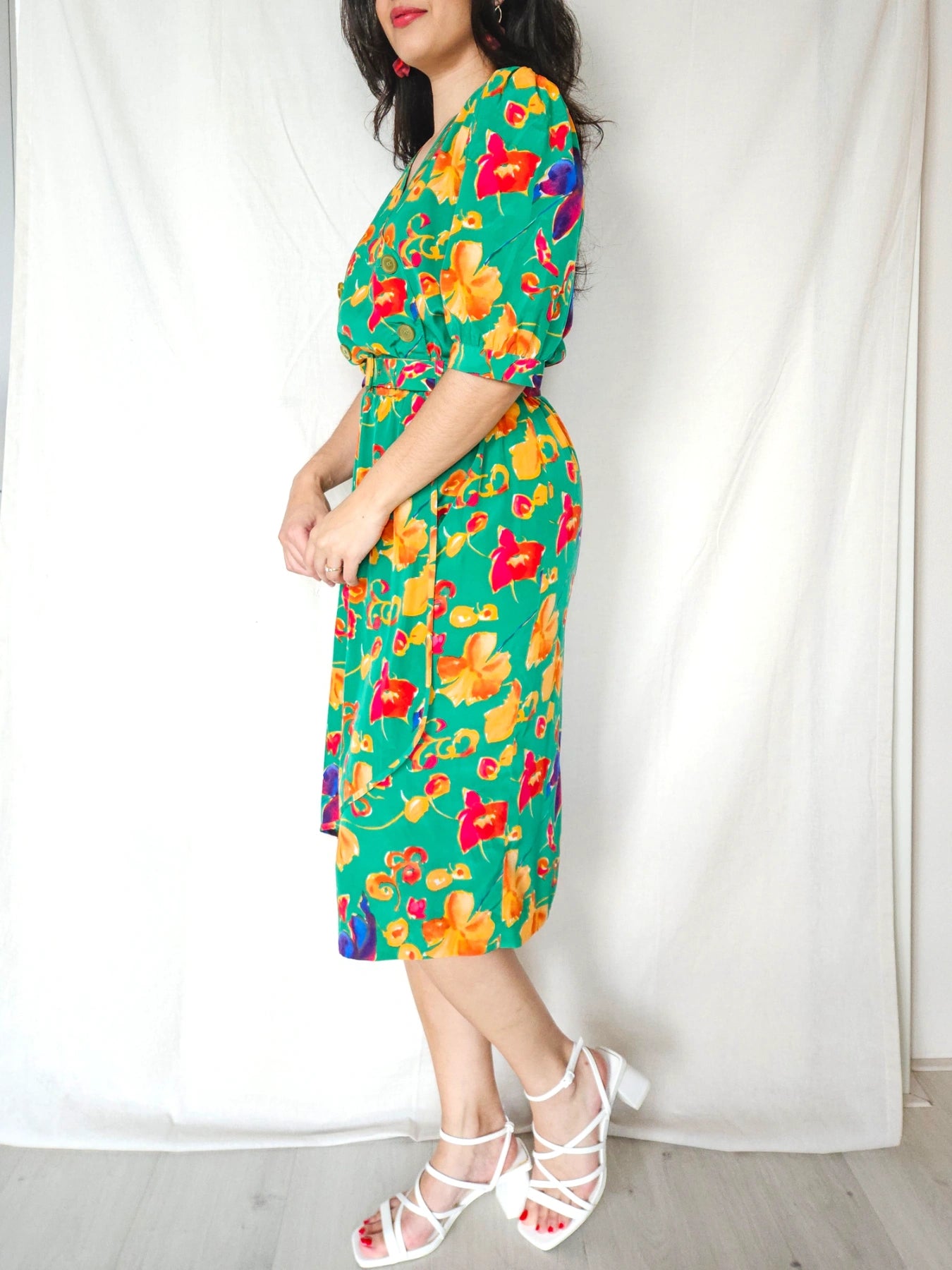 Gloria - groene vintage jurk, viscose | M