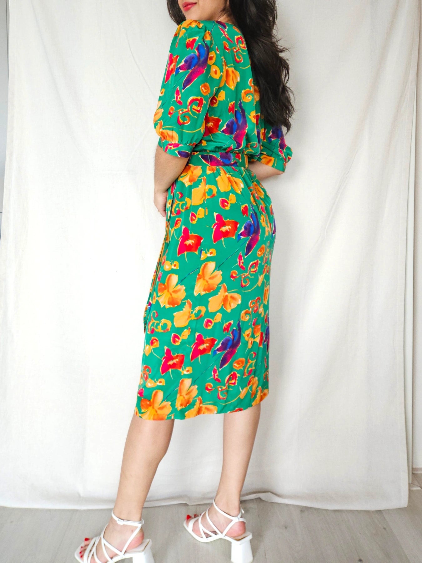 Gloria - groene vintage jurk, viscose | M