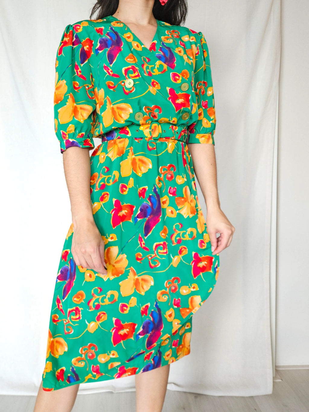 Gloria - groene vintage jurk, viscose | M