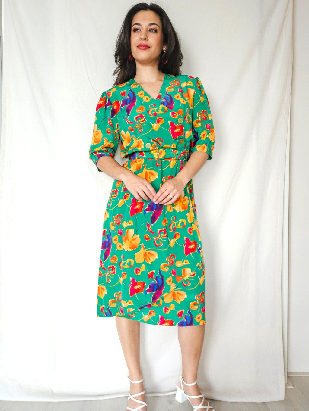 Gloria - groene vintage jurk, viscose | M