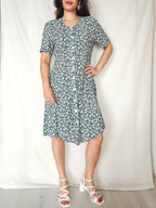 Melia - donkergroene korte vintage jurk, viscose | M
