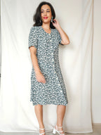 Melia - donkergroene korte vintage jurk, viscose | M