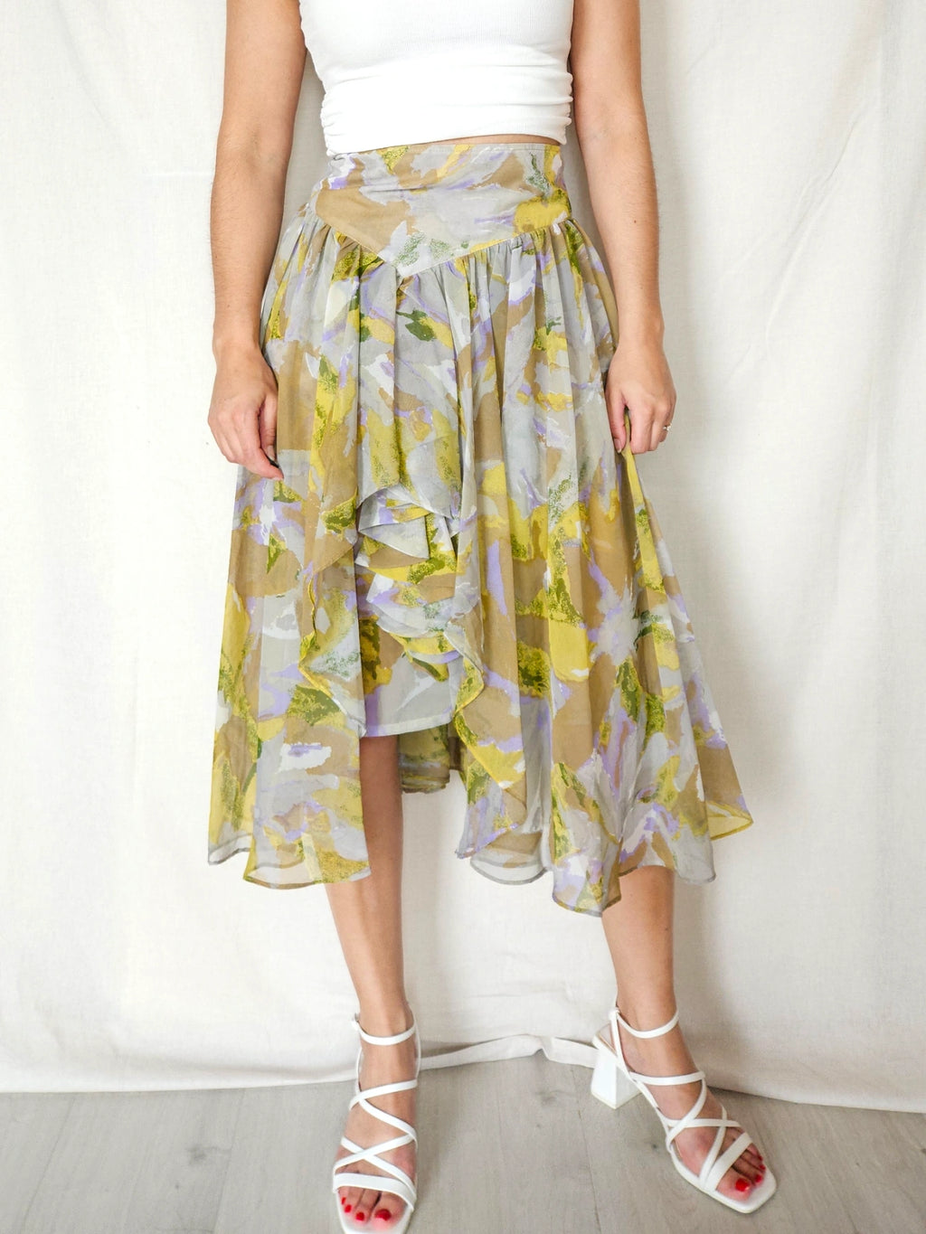 Lyra - vintage rok met ruffles, viscose | S