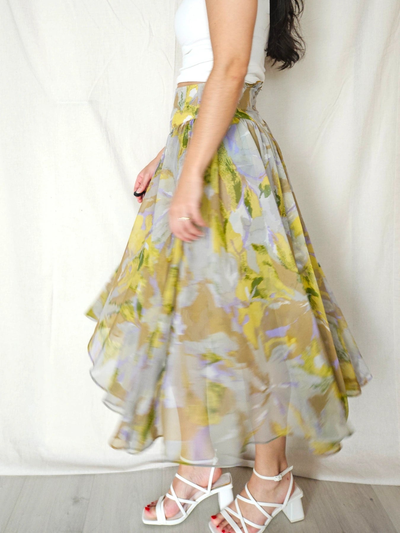 Lyra - vintage rok met ruffles, viscose | S