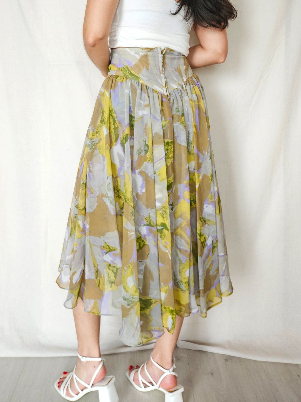 Lyra - vintage rok met ruffles, viscose | S