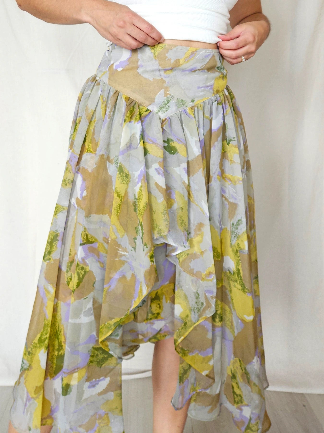 Lyra - vintage rok met ruffles, viscose | S