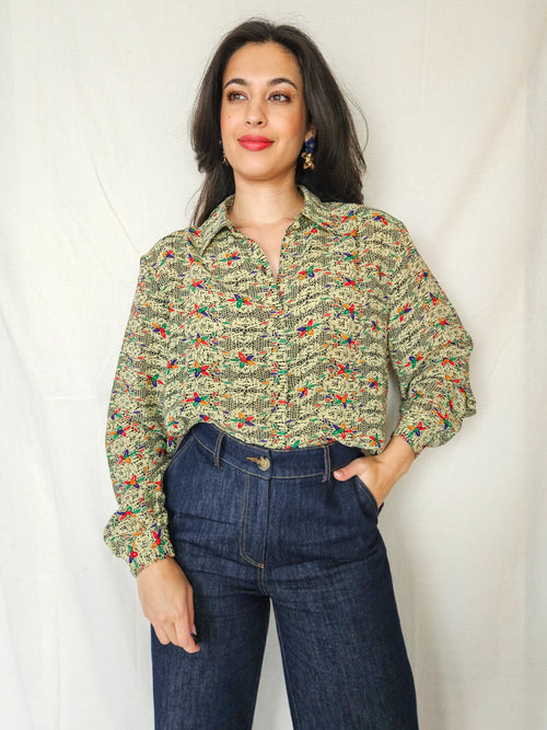 Clio - vintage blouse met bloemenprint | XL