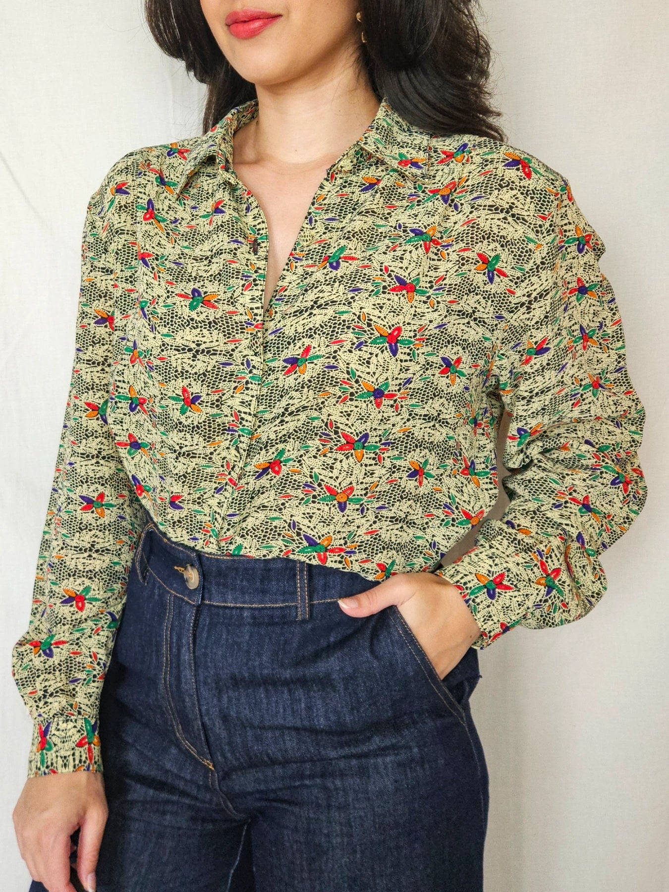 Clio - vintage blouse met bloemenprint | XL