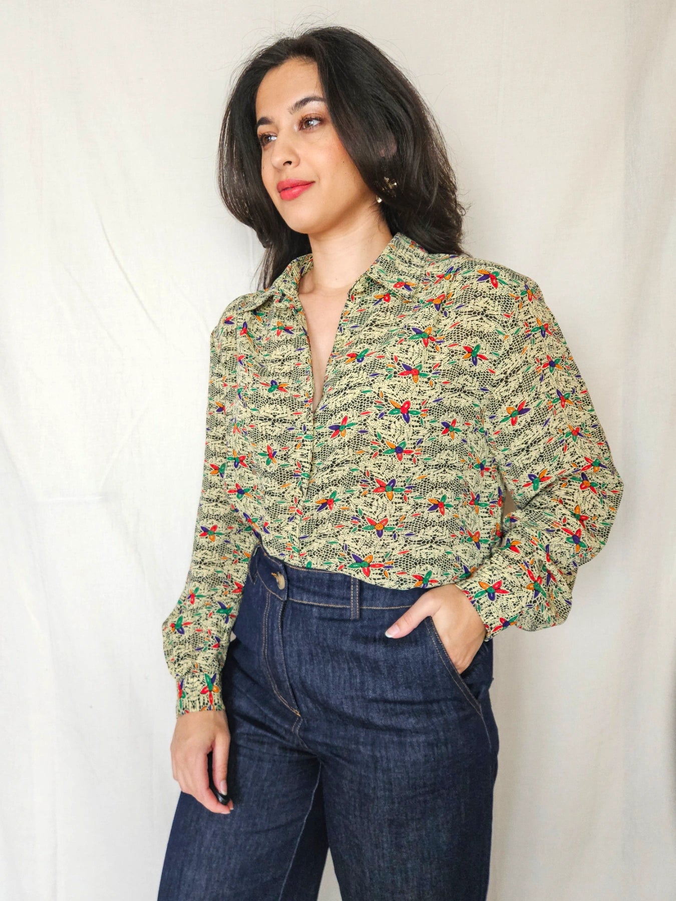 Clio - vintage blouse met bloemenprint | XL