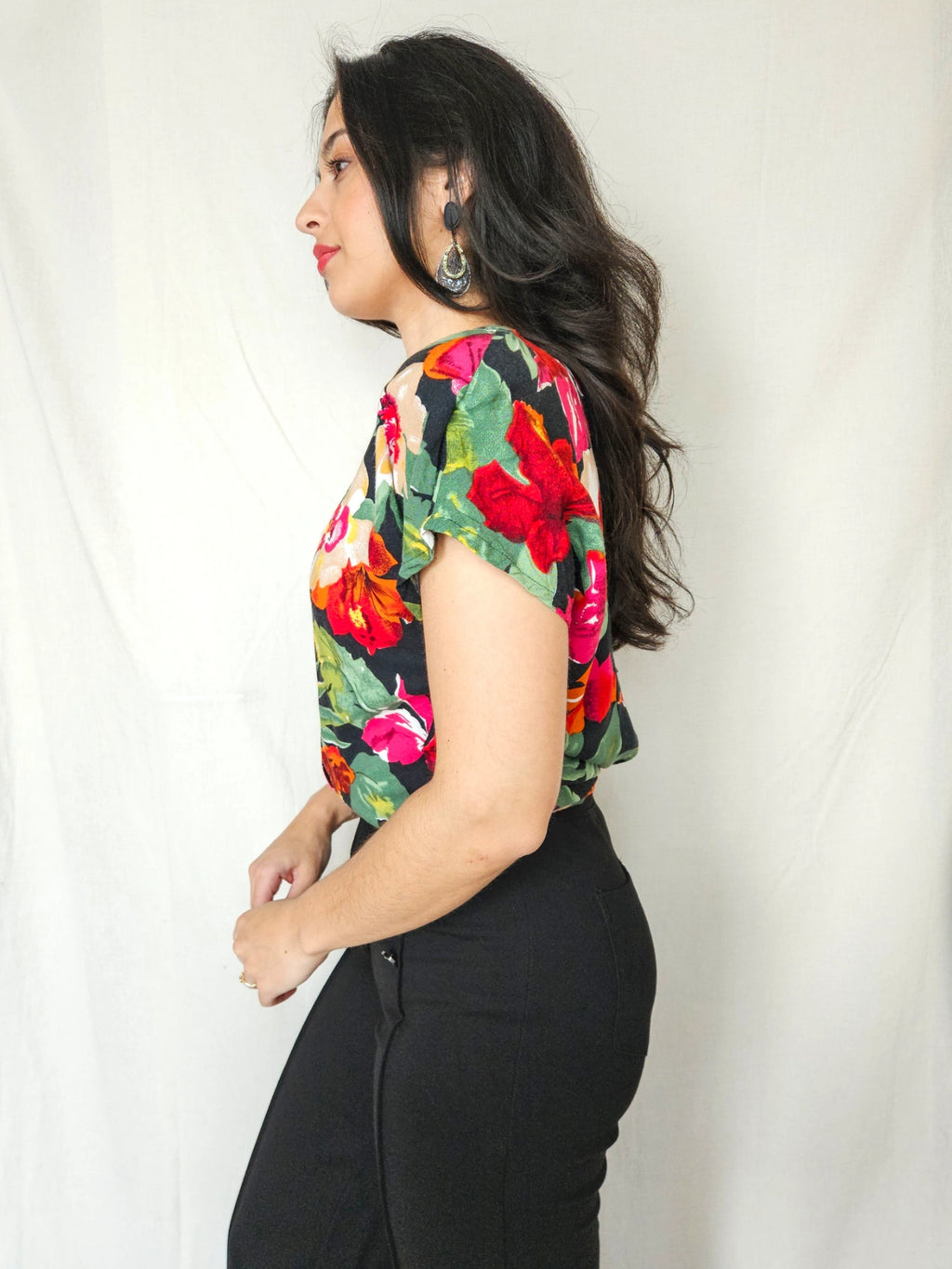Maris - vintage top met bloemenprint | M