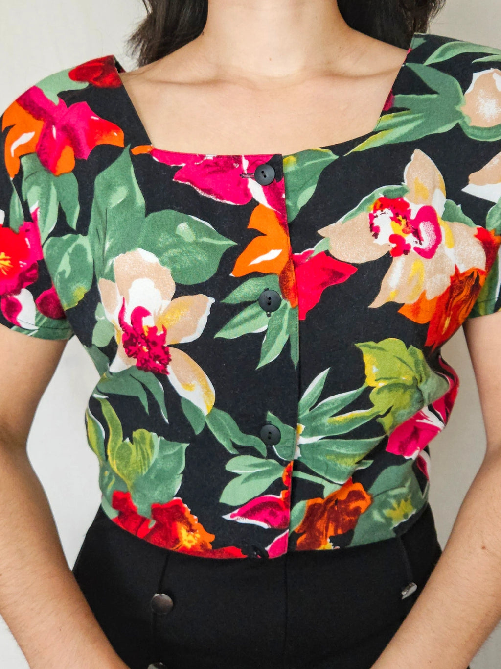 Maris - vintage top met bloemenprint | M