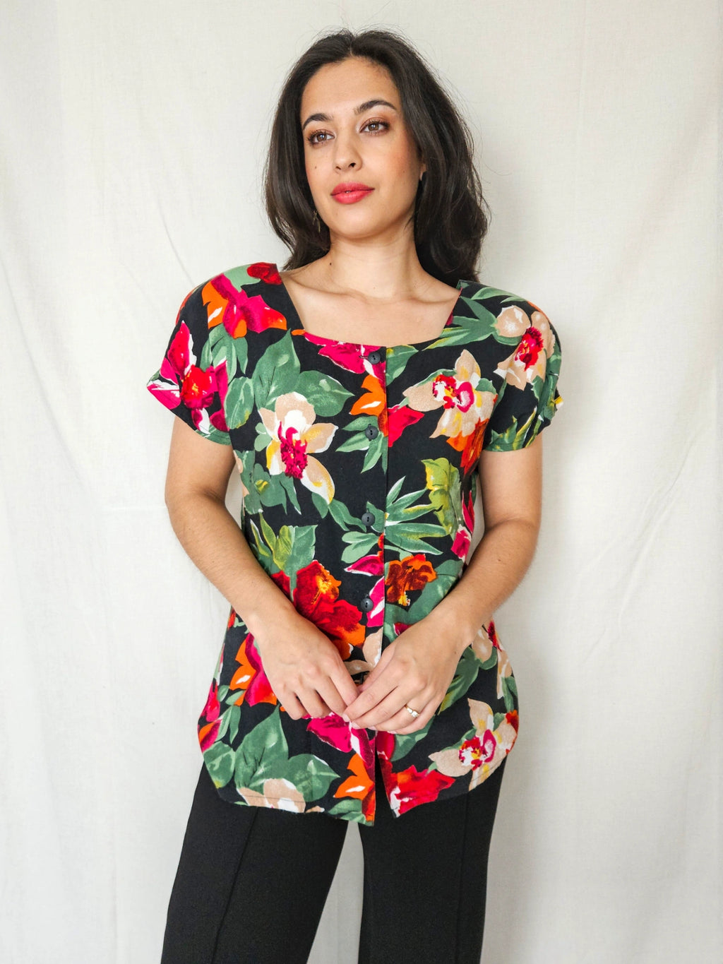 Maris - vintage top met bloemenprint | M
