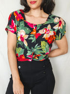 Maris - vintage top met bloemenprint | M