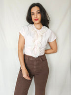 Dione - lichtroze vintage top met kant | M (kopie)