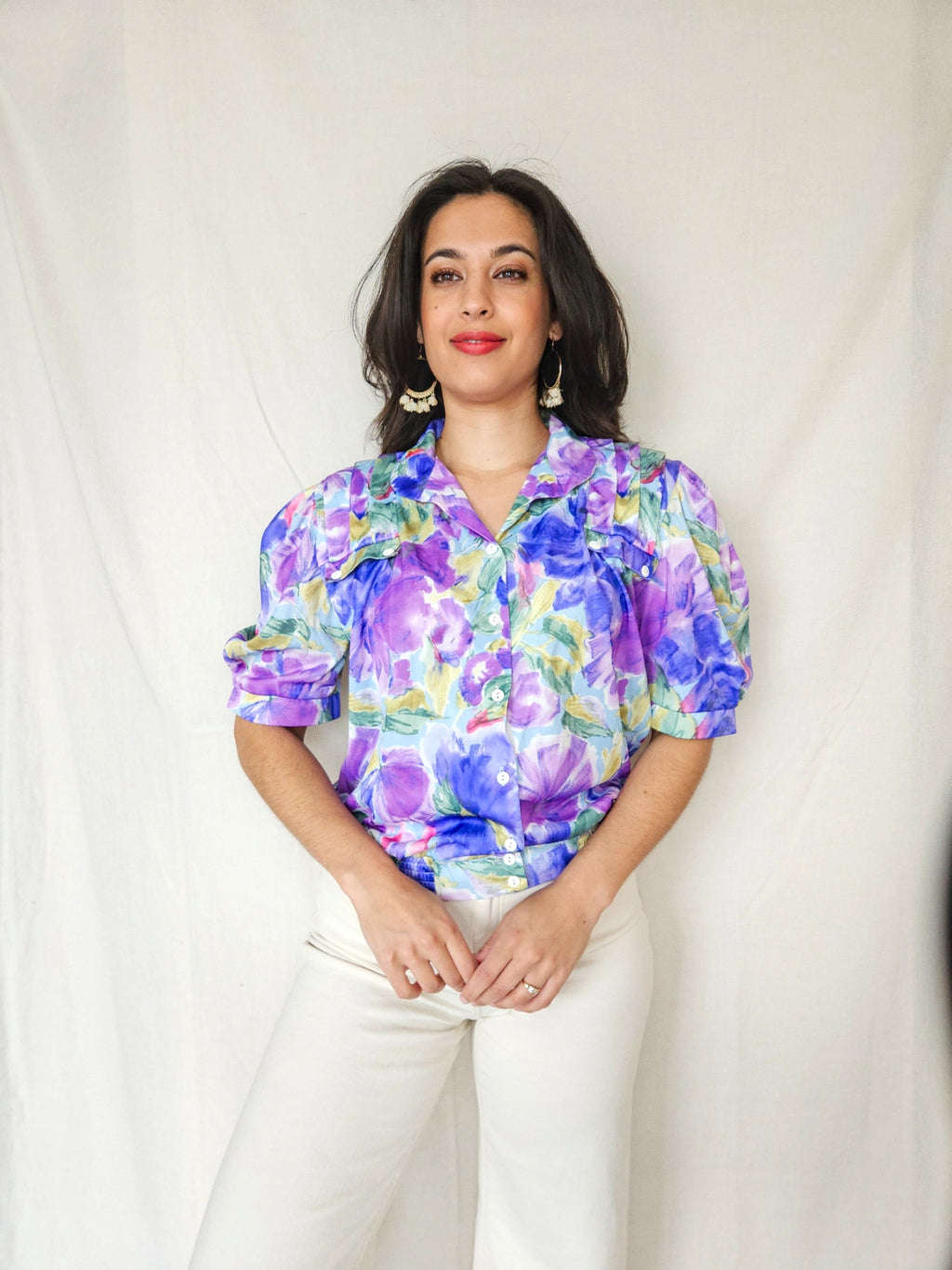 Delia - vintage blouse met bloemenprint | M