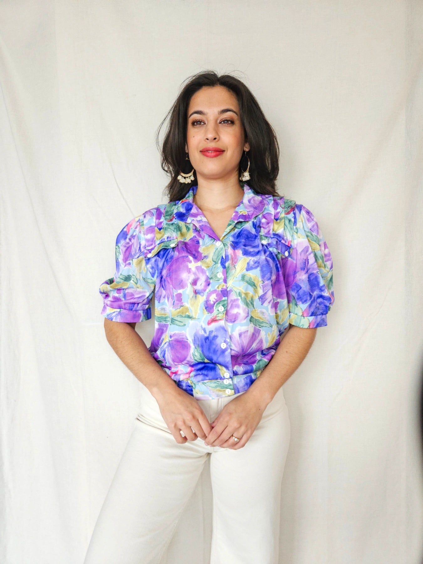Delia - vintage blouse met bloemenprint | M
