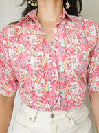 Ione - vintage blouse met korte mouw, katoenmix | XXL