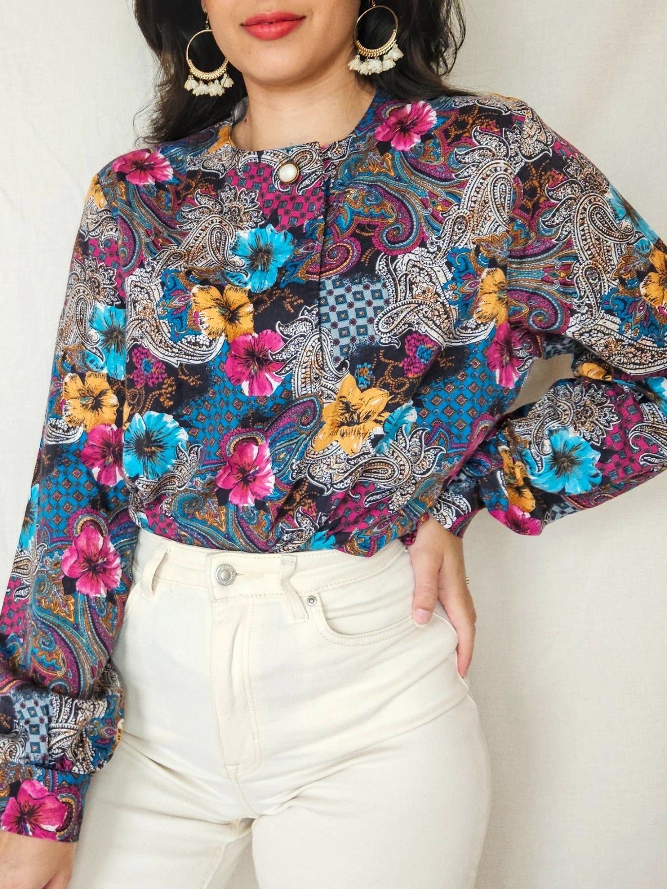 Helena - vintage blouse met kleurrijke print | L