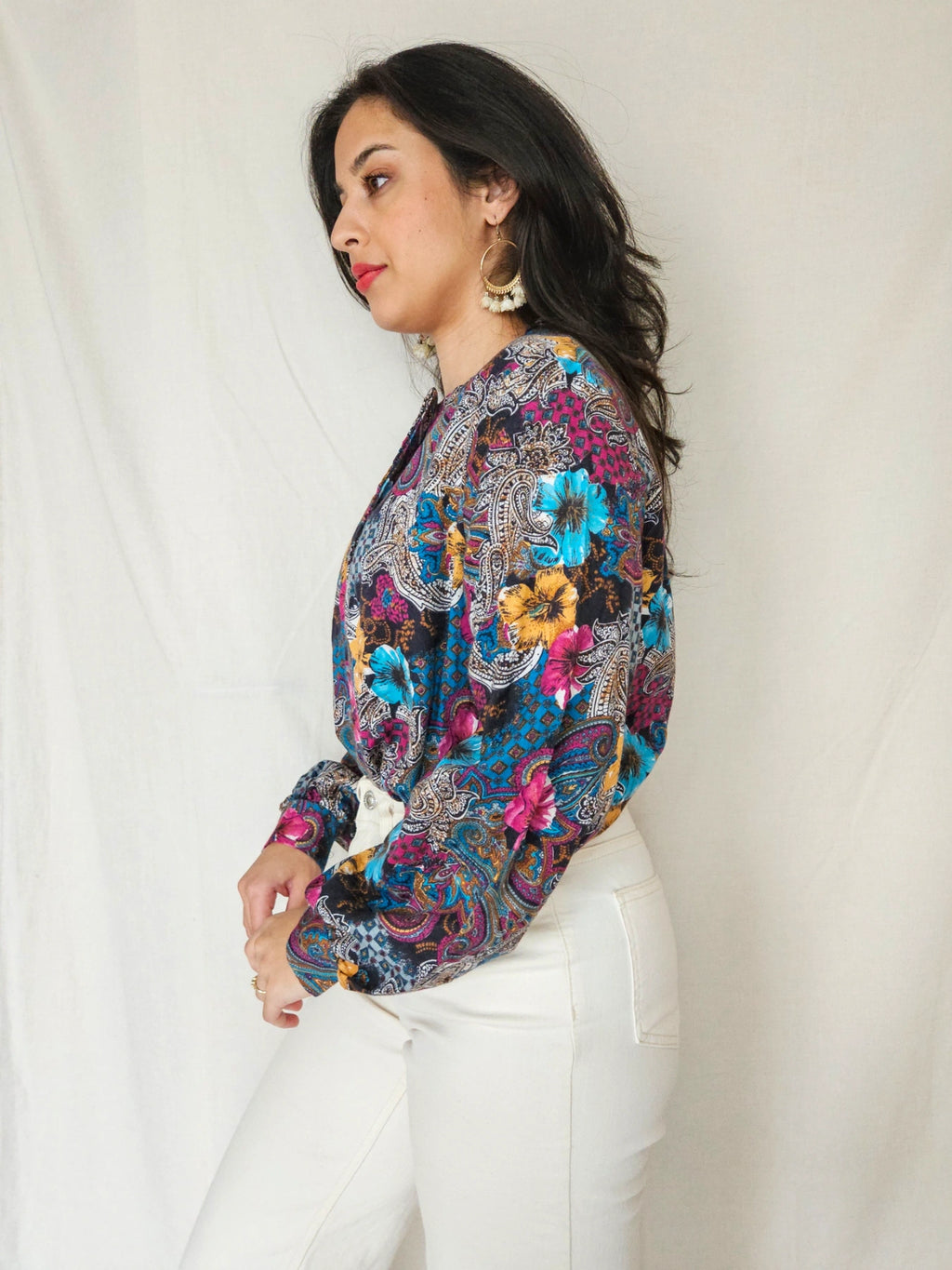 Helena - vintage blouse met kleurrijke print | L