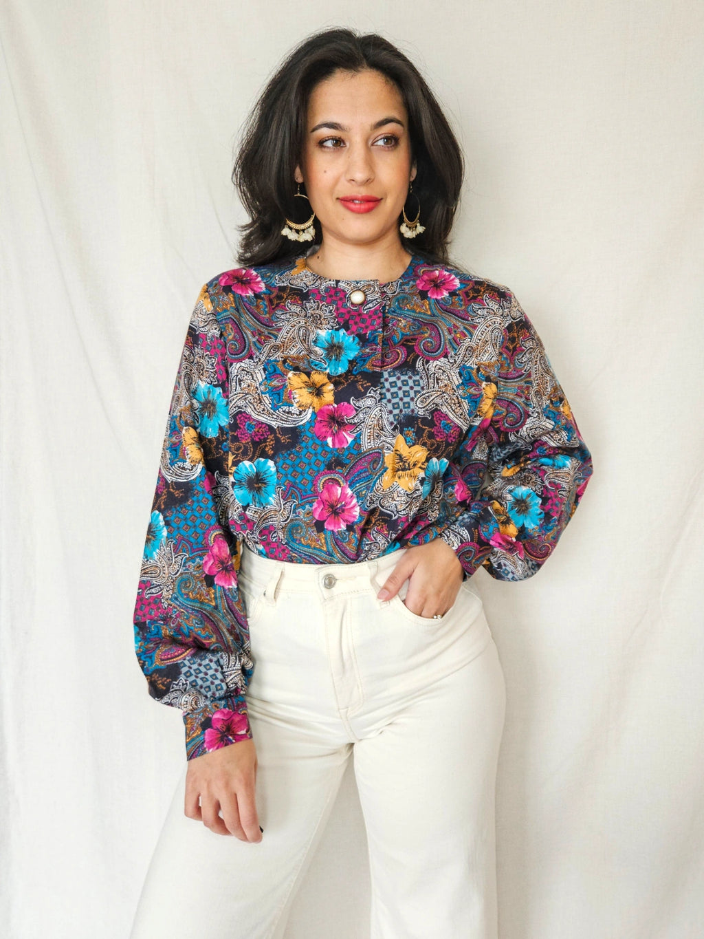 Helena - vintage blouse met kleurrijke print | L