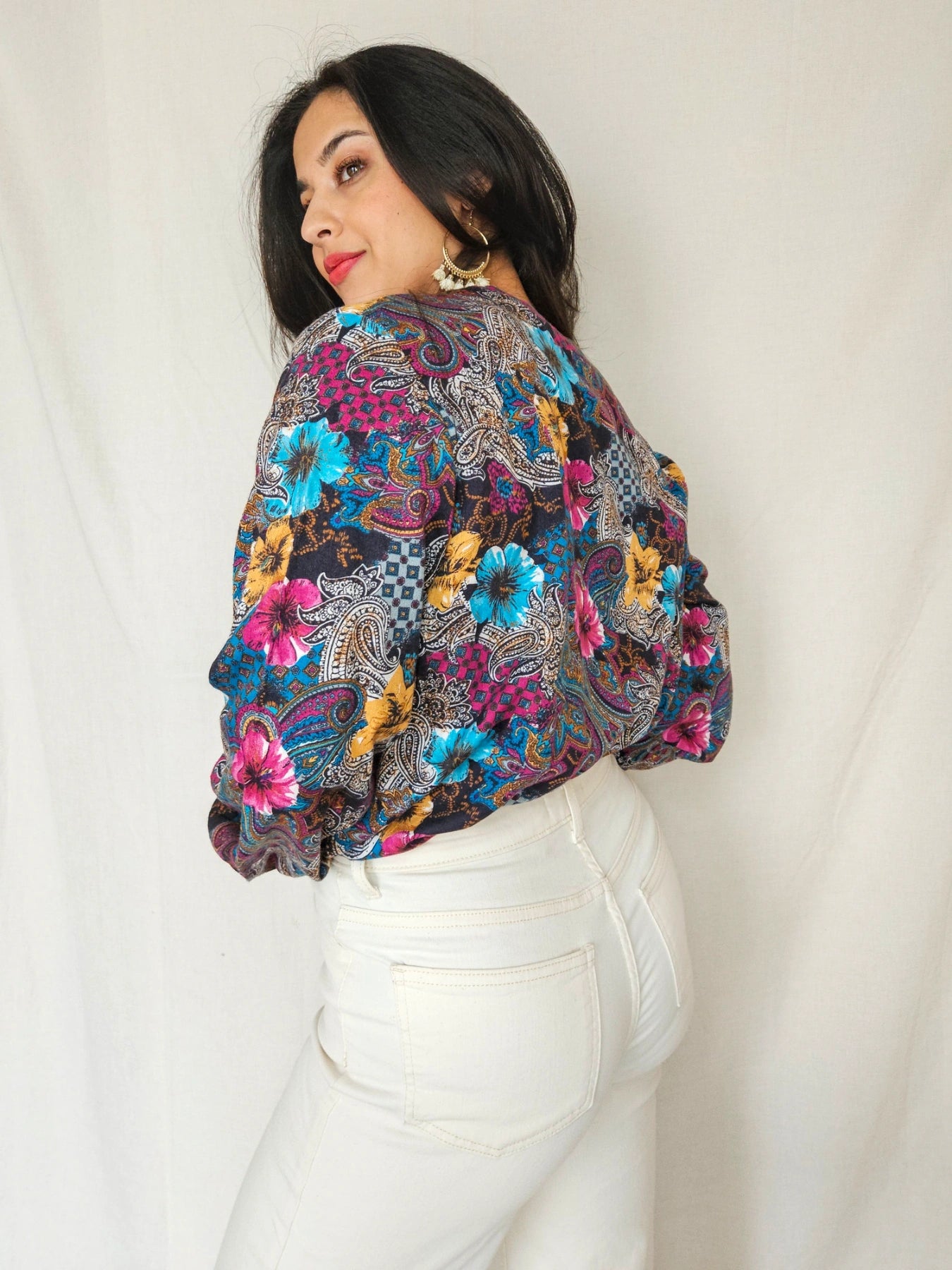 Helena - vintage blouse met kleurrijke print | L