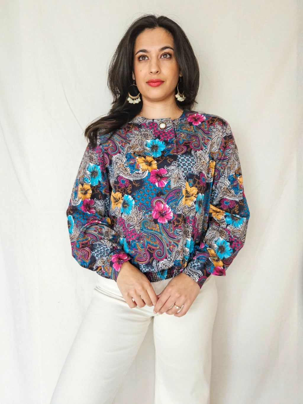 Helena - vintage blouse met kleurrijke print | L