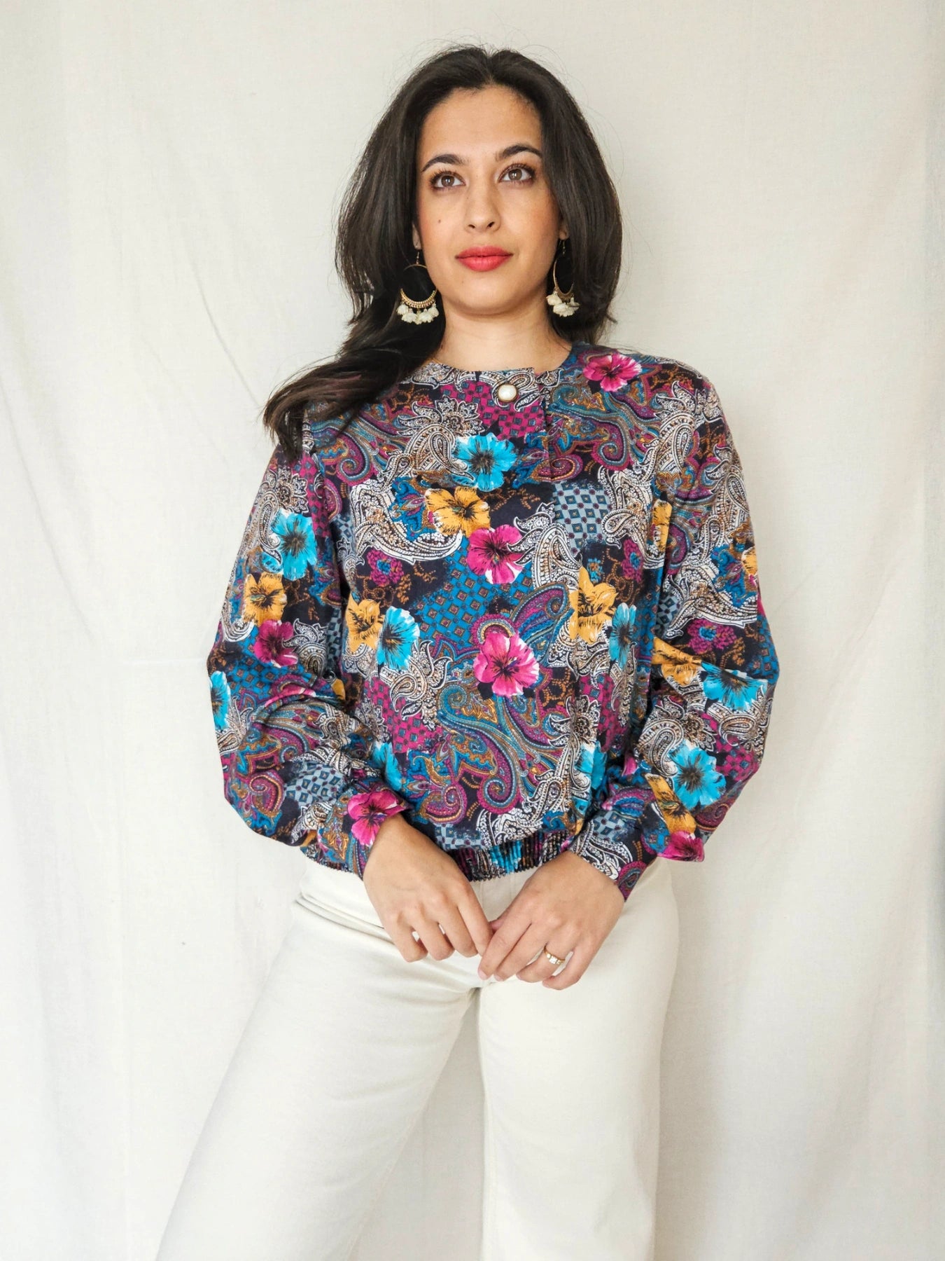 Helena - vintage blouse met kleurrijke print | L