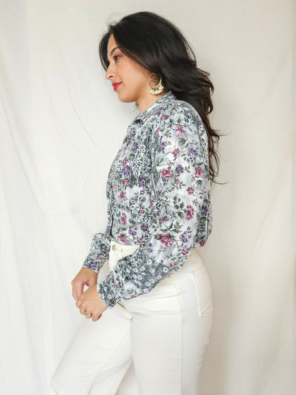 Cato - vintage blouse met bloemenprint, katoenmix | M/L