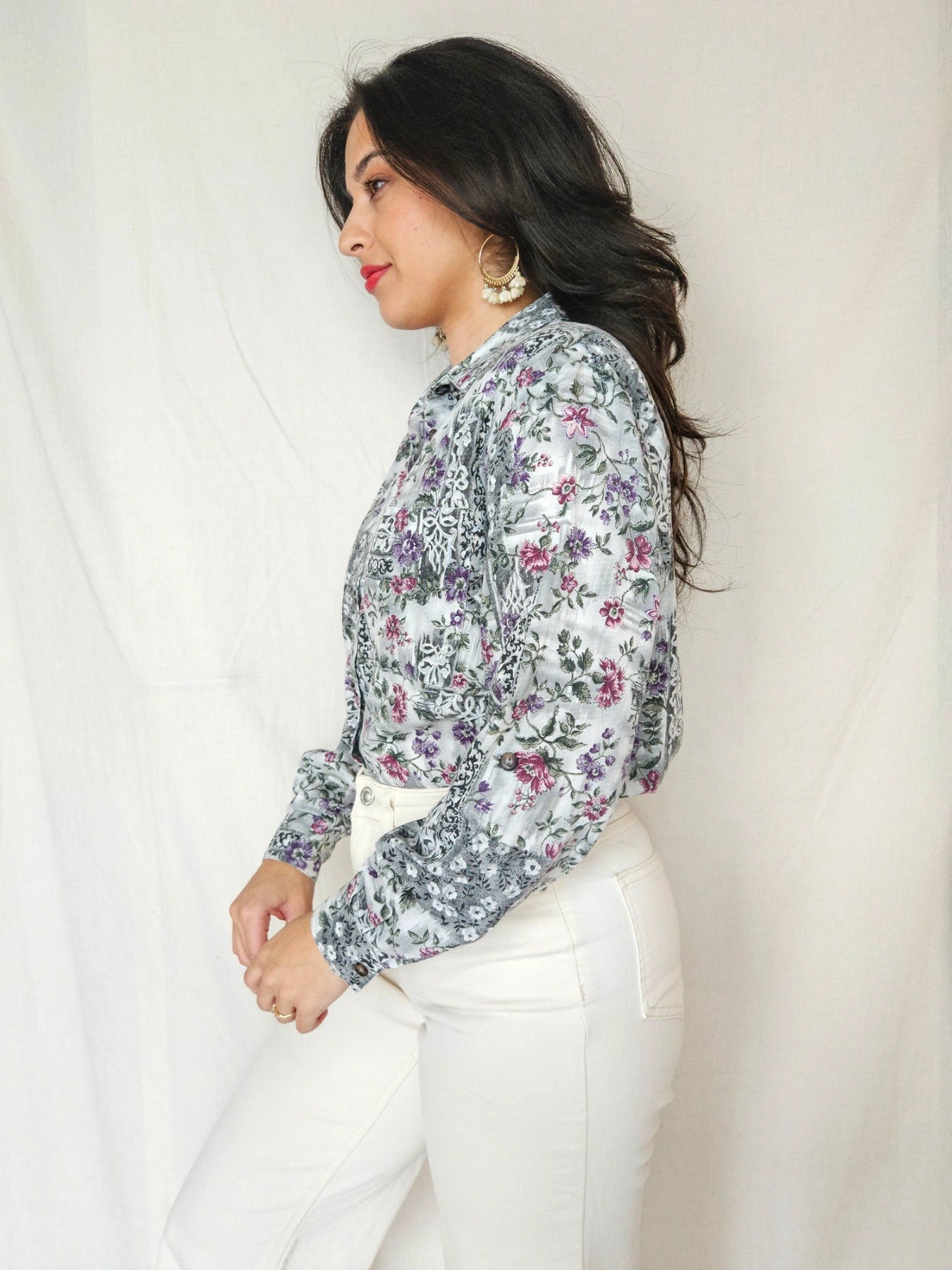 Cato - vintage blouse met bloemenprint, katoenmix | M/L
