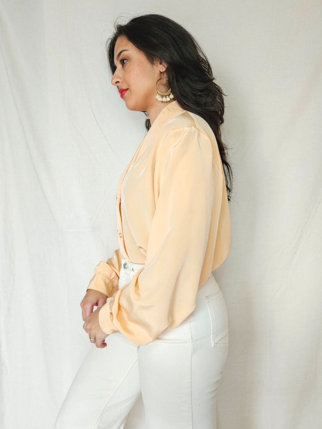 Elva - pasteloranje vintage blouse, viscose | L
