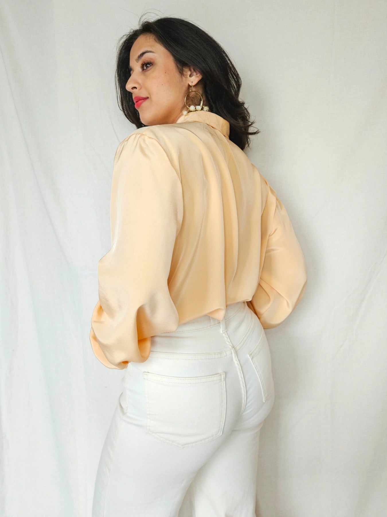 Elva - pasteloranje vintage blouse, viscose | L