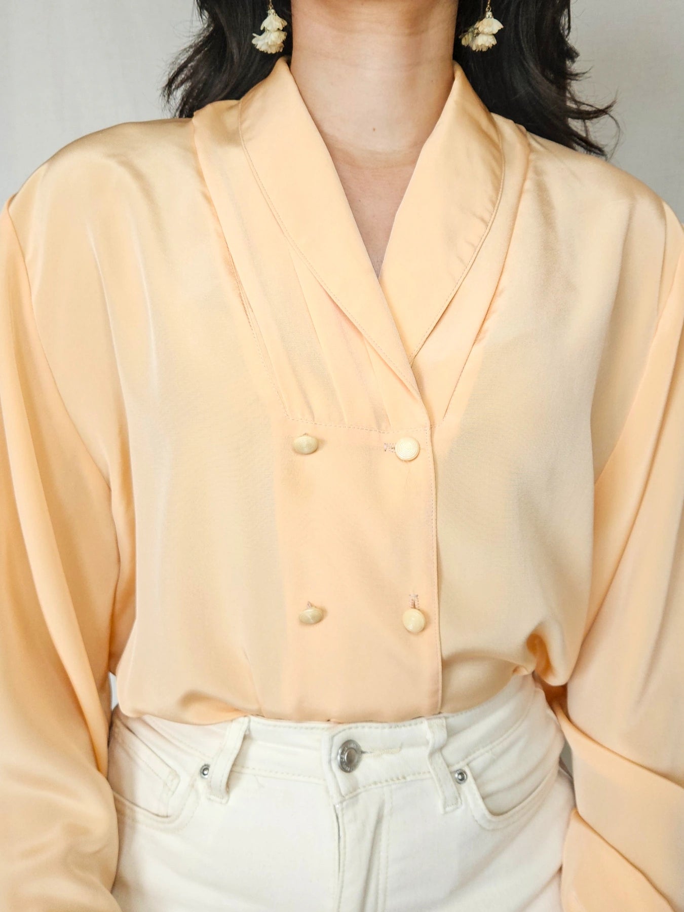 Elva - pasteloranje vintage blouse, viscose | L