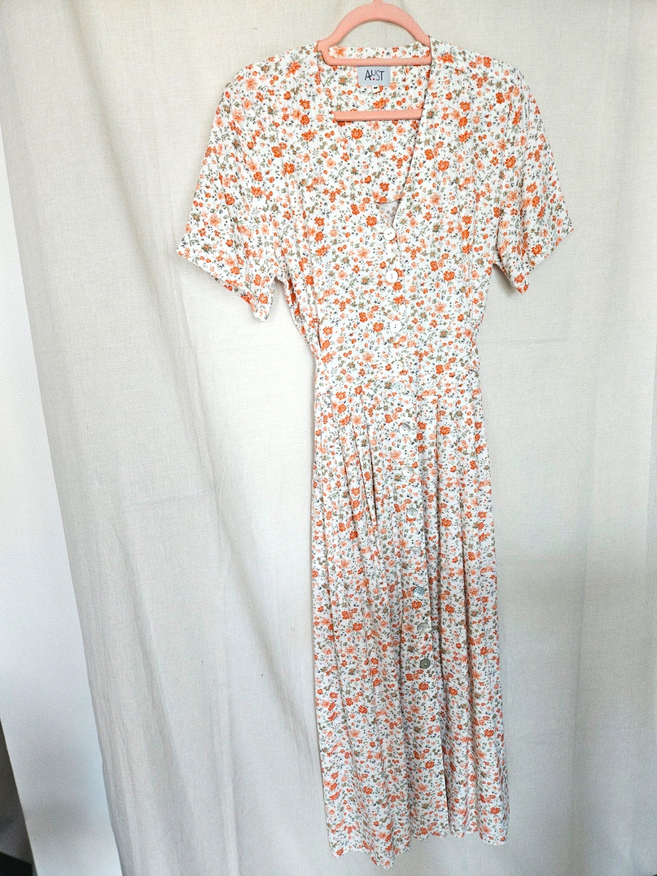 Lune - lange witte vintage jurk, viscose | L
