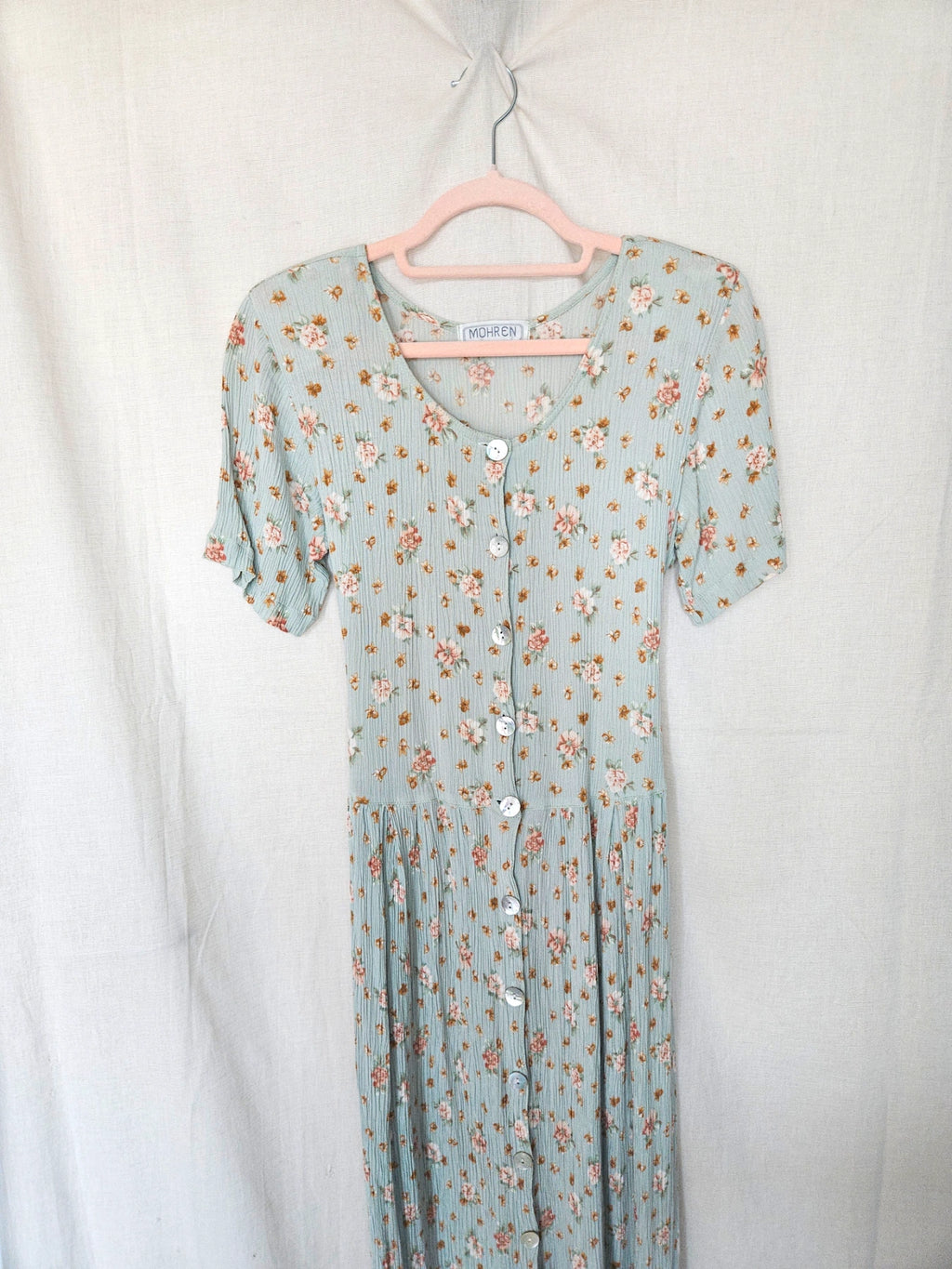 Alba - mintgroene midi vintage jurk, viscose | S/M