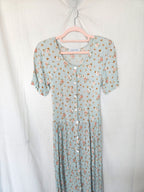 Alba - mintgroene midi vintage jurk, viscose | S/M