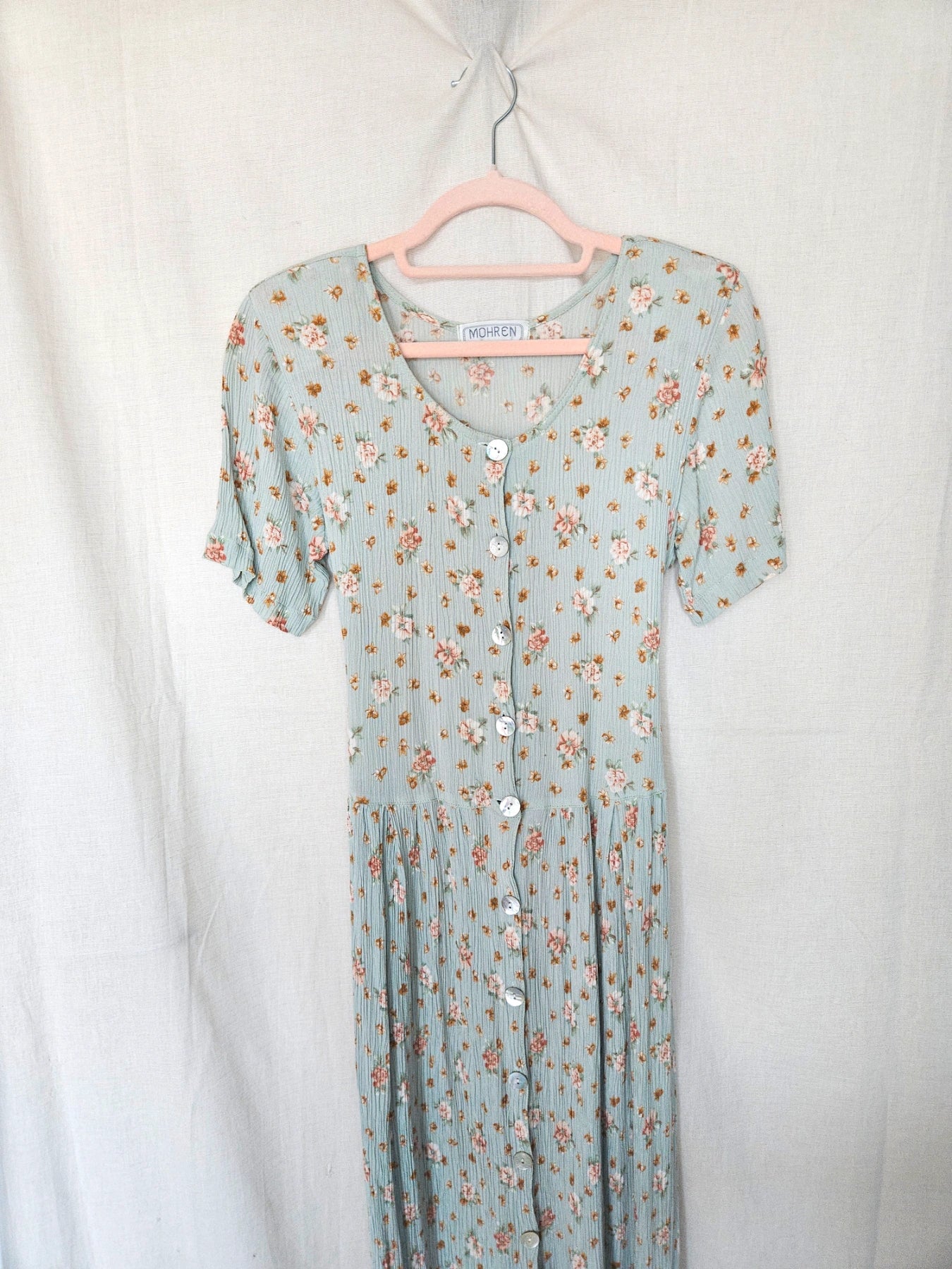 Alba - mintgroene midi vintage jurk, viscose | S/M