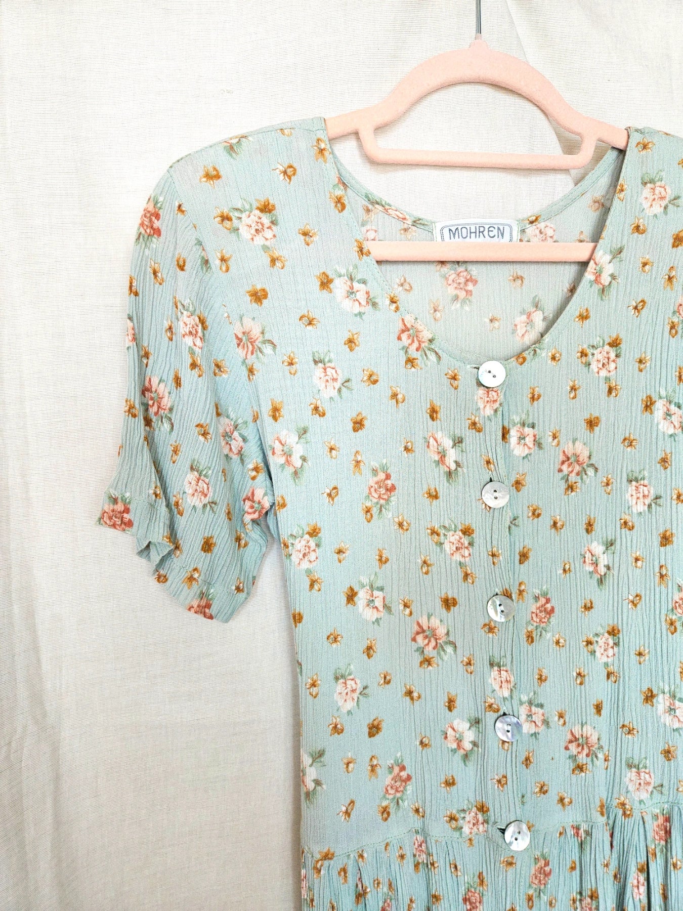 Alba - mintgroene midi vintage jurk, viscose | S/M