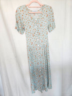 Alba - mintgroene midi vintage jurk, viscose | S/M