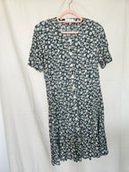 Melia - donkergroene korte vintage jurk, viscose | M